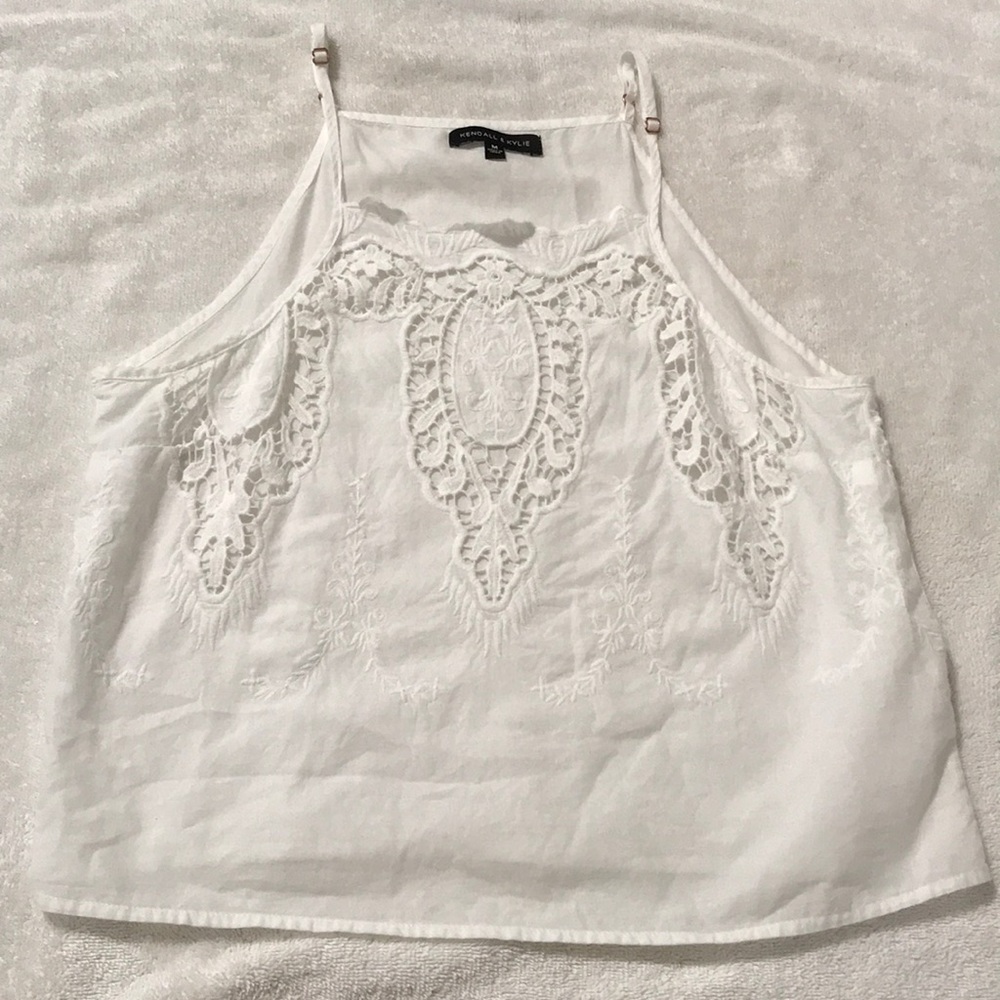 White Lace Cut Out Tank